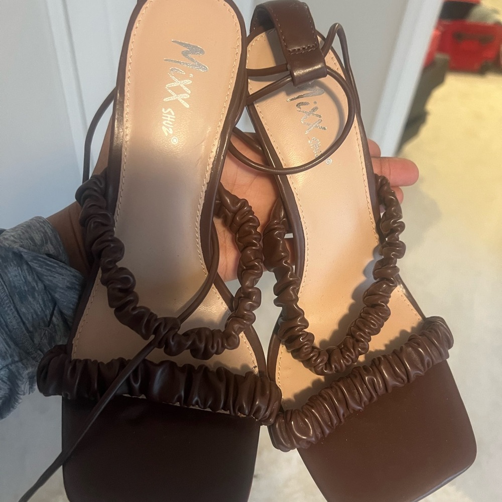 Mixx Shuz Dark Brown Heeled Sandals
